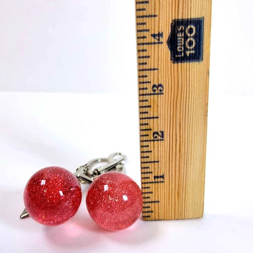 Keychain Bag Charm Glitter Resin Cherry Pink Women Coquette Y2K Girly Kawaii